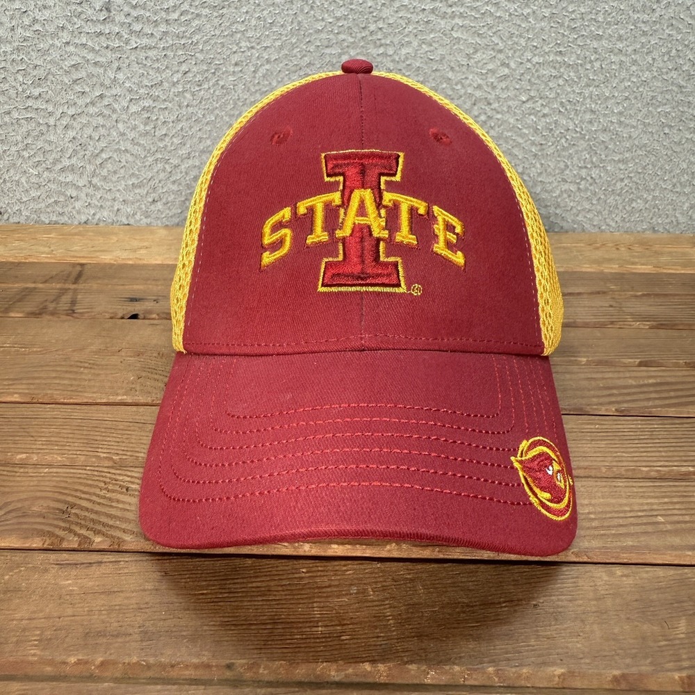 Iowa State Cyclones Hat Adult Red Yellow Fitted Mesh Back Cap NCAA Sports ISU